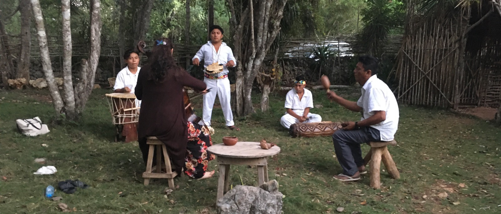 Rebecca Hartka playing cello with Egilio at his home in Yucatán